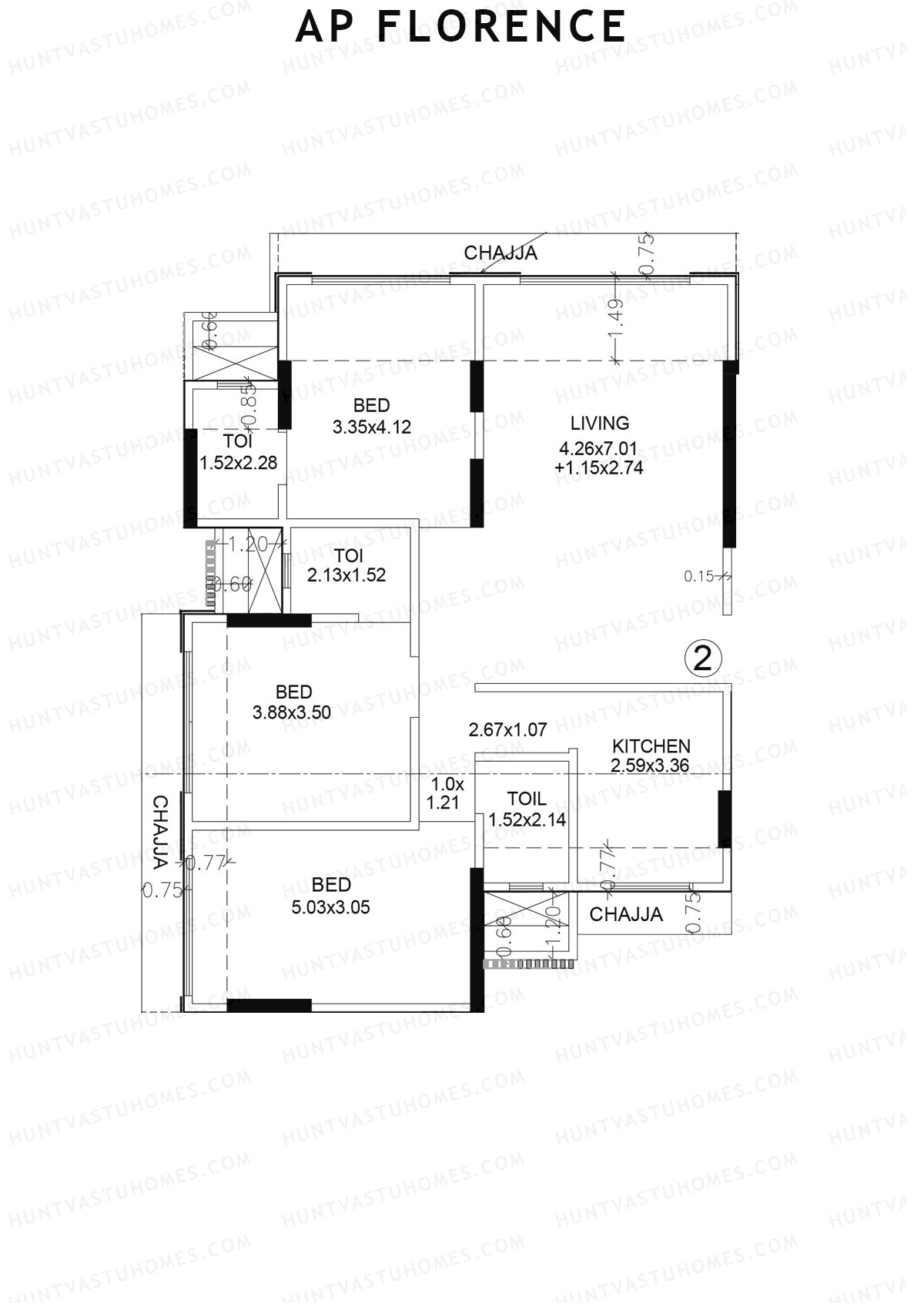 AP Florence Tower 1 Unit 2 Floor Plan