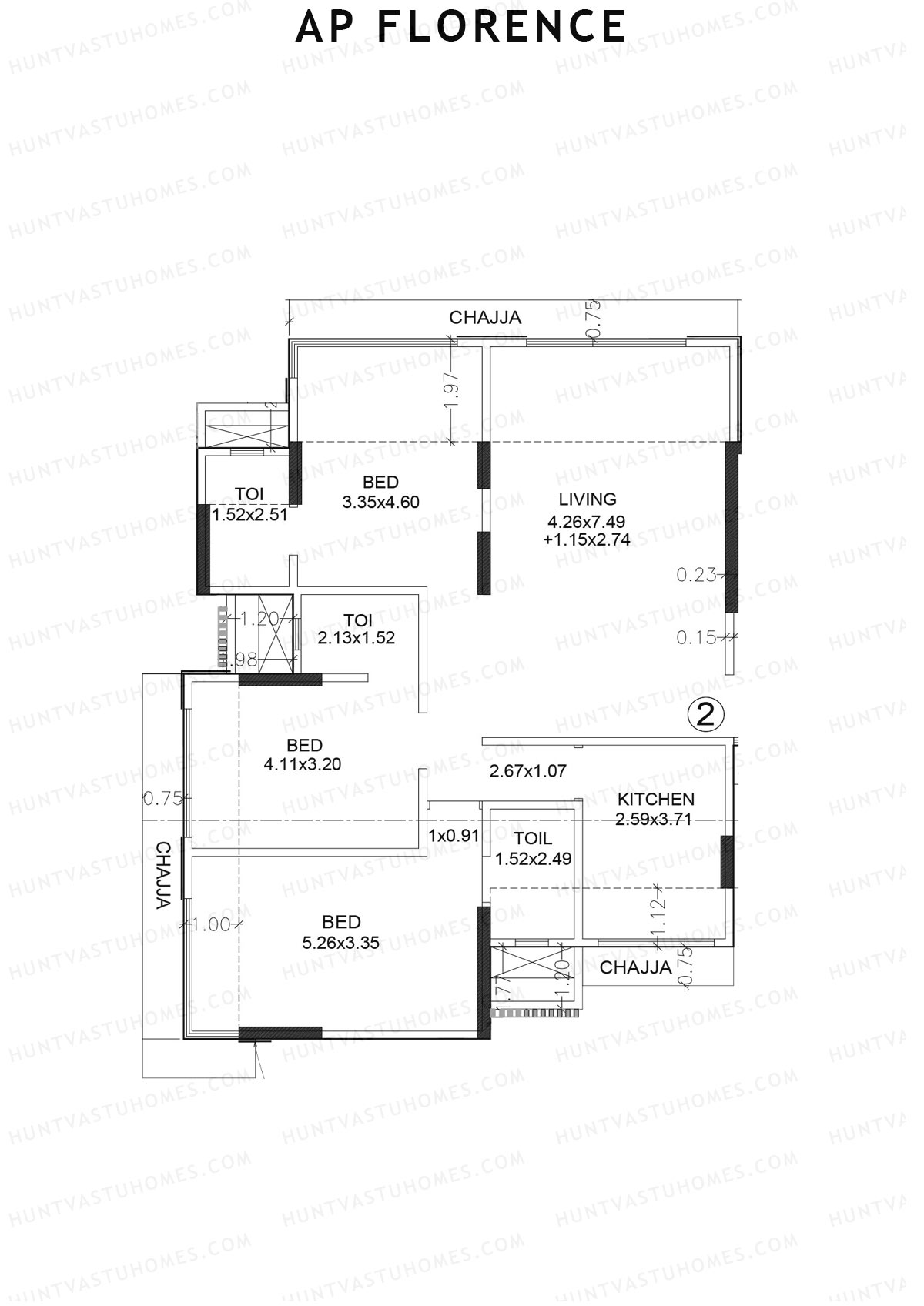 AP Florence Tower 1 Unit 2 Floor Plan