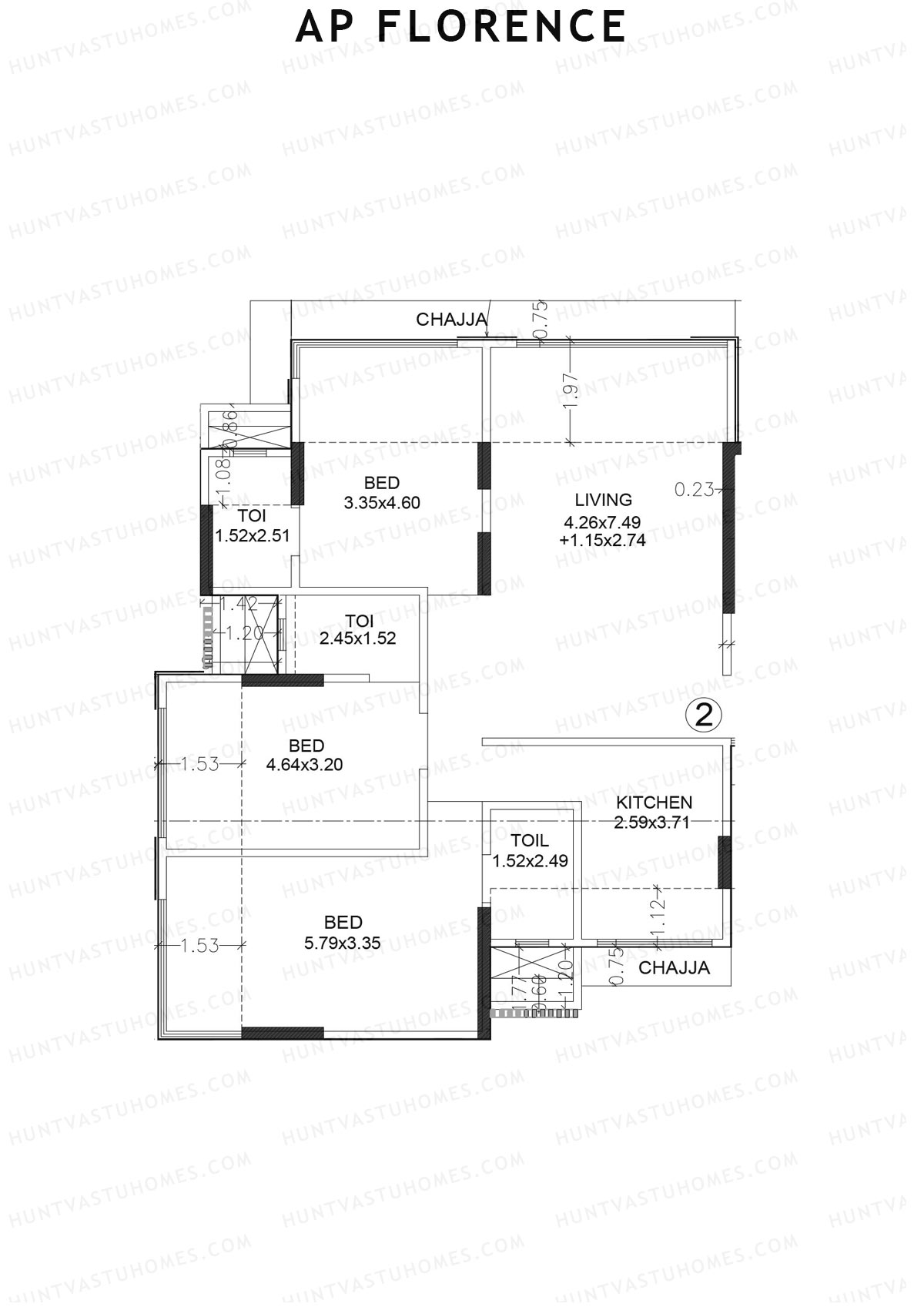 AP Florence Tower 1 Unit 2 Floor Plan