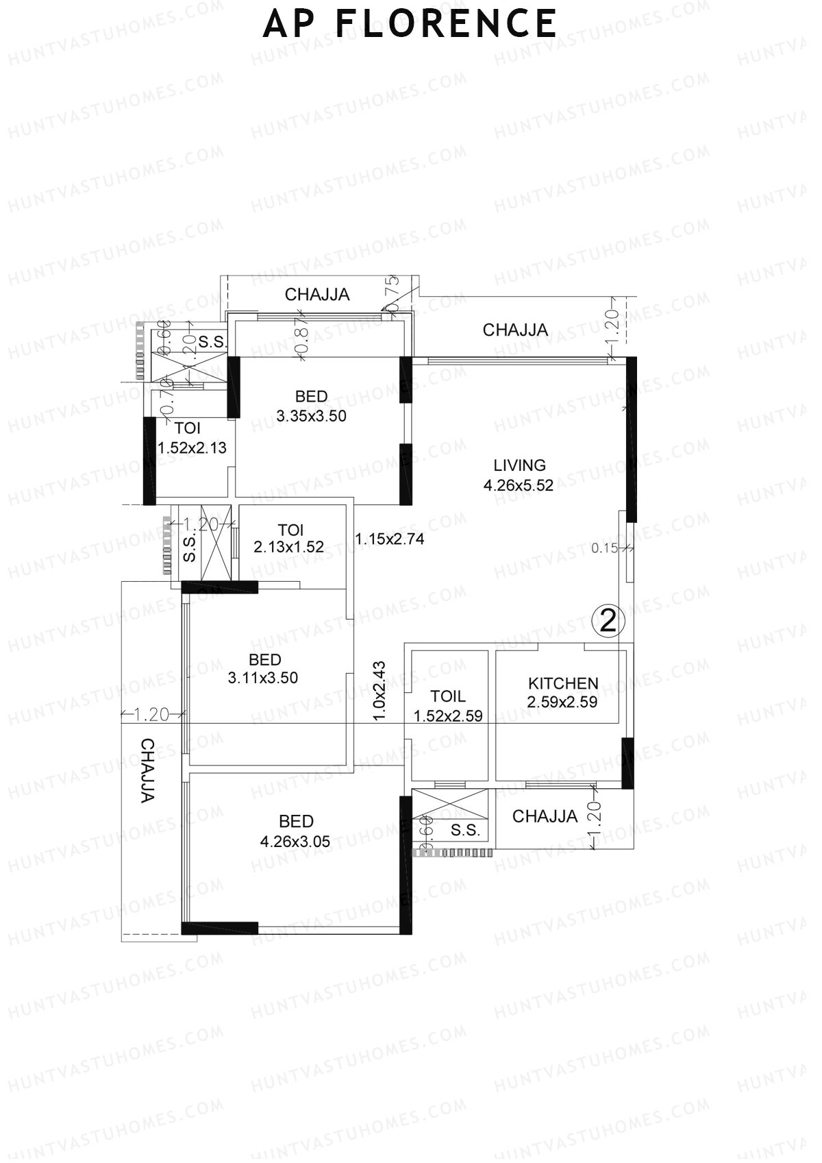 AP Florence Tower 1 Unit 2 Floor Plan
