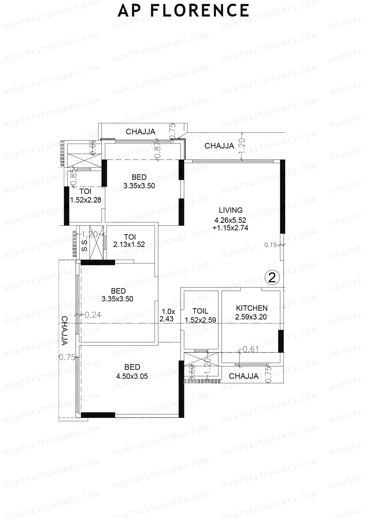 AP Florence Tower 1 Unit 2 Floor Plan