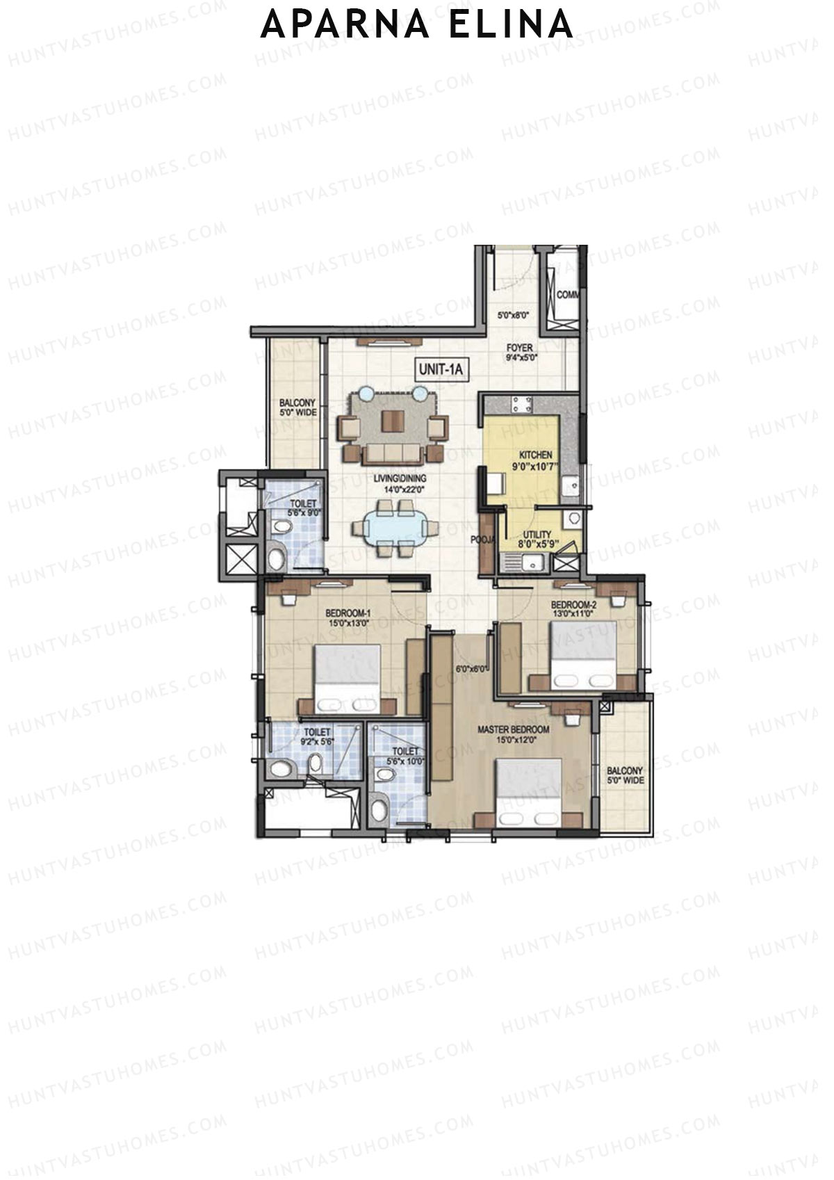 Aparna Elina Wing A Unit 1  Floor Plan