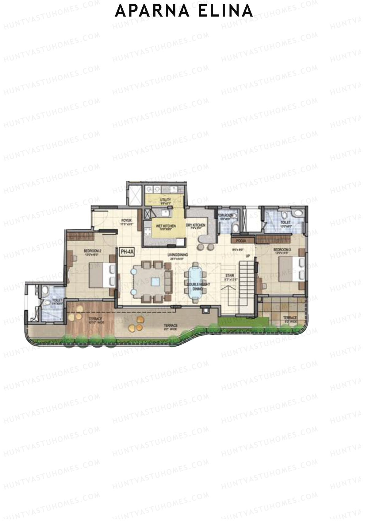 Aparna Elina Wing A Unit 4 Type (Penthouse) Floor Plan