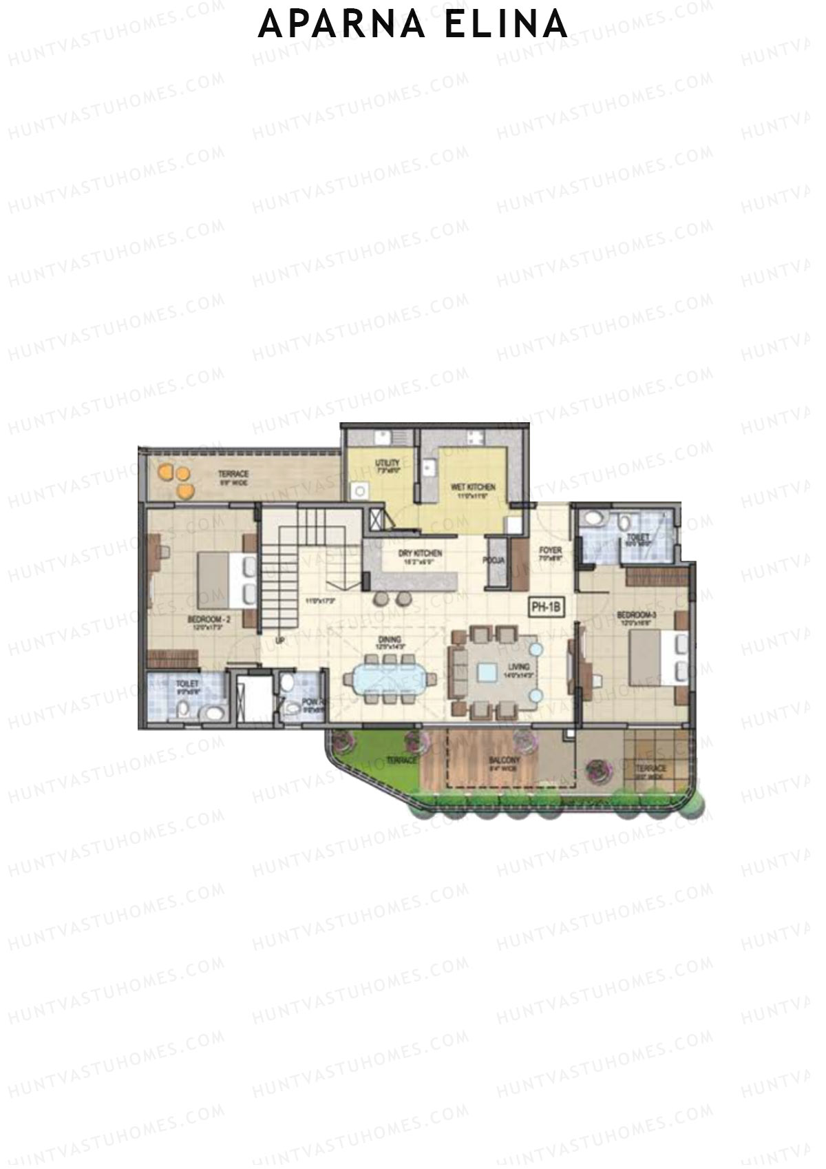 Aparna Elina Wing B Unit 1 Type (Penthouse) Floor Plan