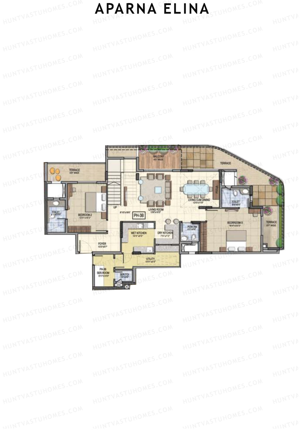 Aparna Elina Wing B Unit 3 Type (Penthouse) Floor Plan