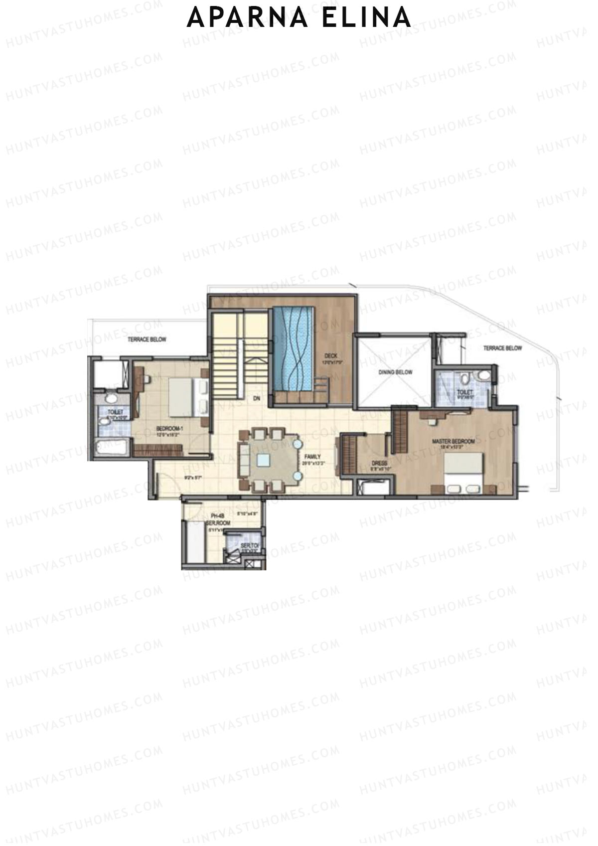 Aparna Elina Wing B Unit 3 Type (Penthouse) Floor Plan