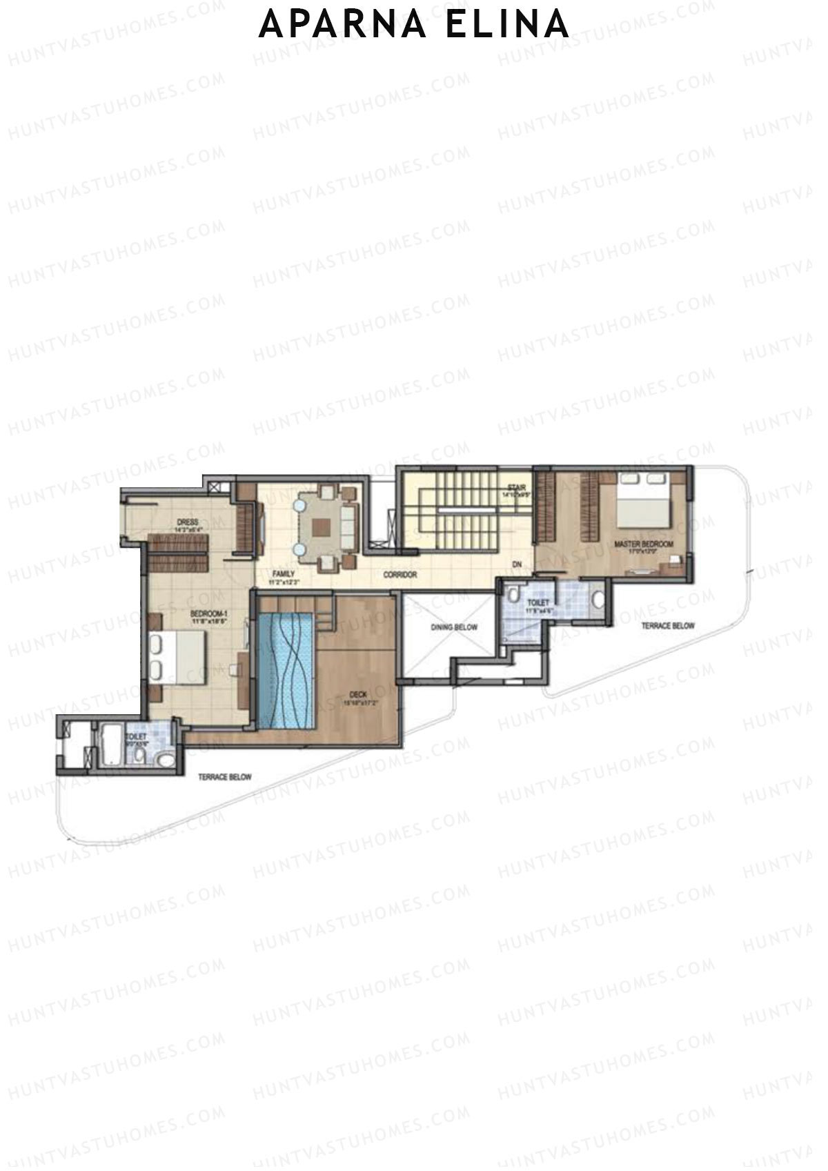 Aparna Elina Wing B Unit 4 Type (Penthouse) Floor Plan