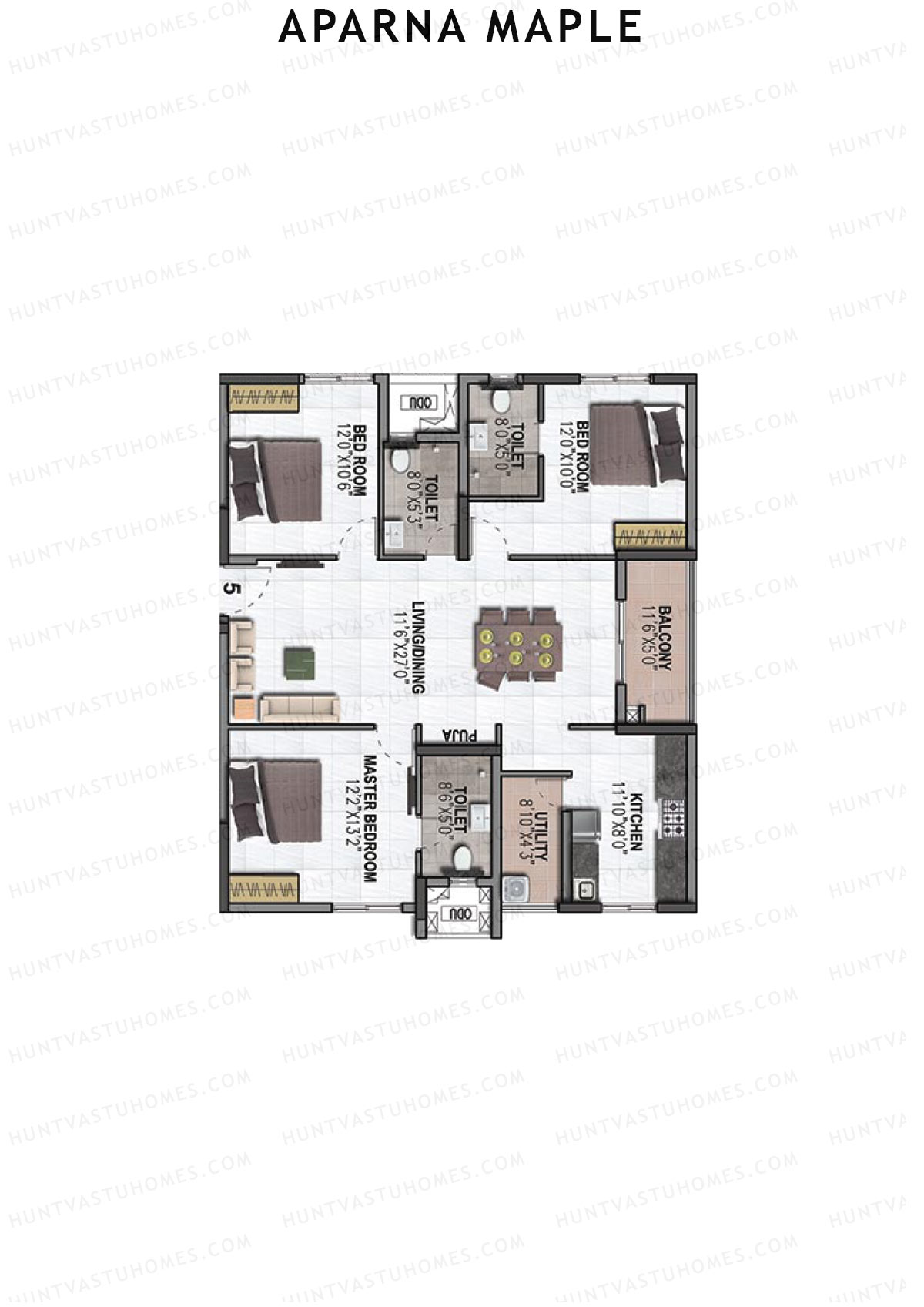 Aparna Maple Block A Unit 5 Floor Plan