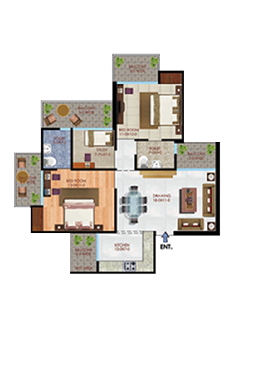 Apex Athena Block A Unit 1, Type 2 Floor Plan