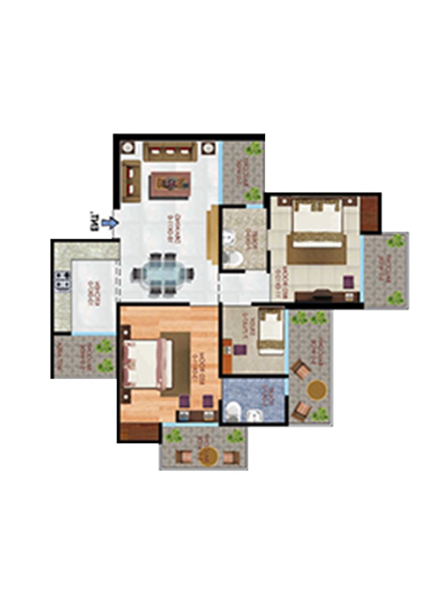 Apex Athena Block A Unit 3, Type 2 Floor Plan