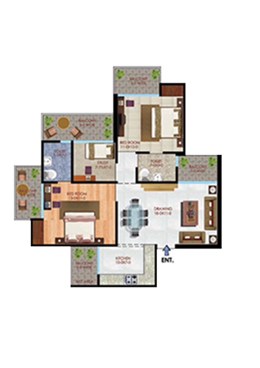 Apex Athena Block B Unit 1, Type 2 Floor Plan