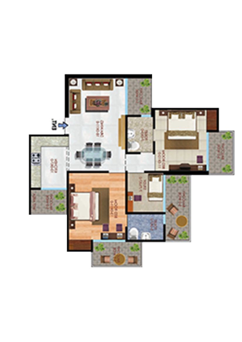 Apex Athena Block B Unit 3, Type 2 Floor Plan