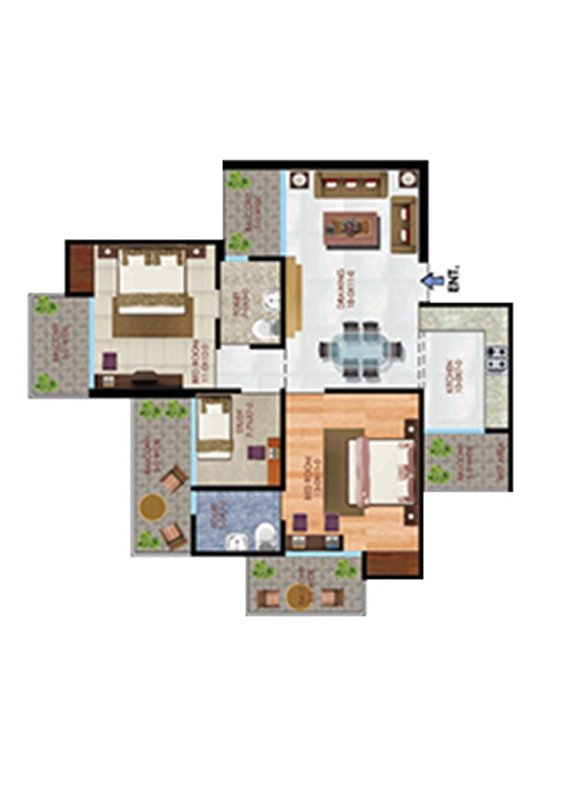 Apex Athena Block B Unit 4, Type 2 Floor Plan