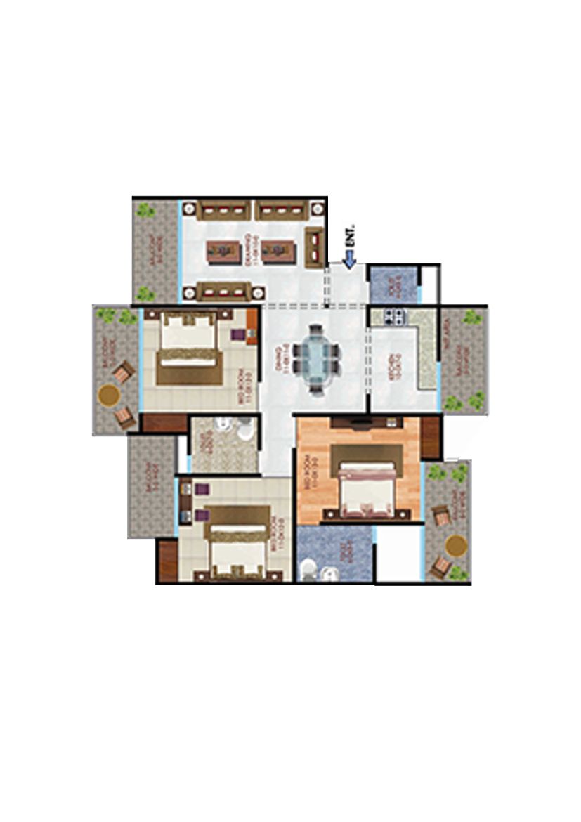 Apex Athena Block D Unit 1, Type 3A Floor Plan