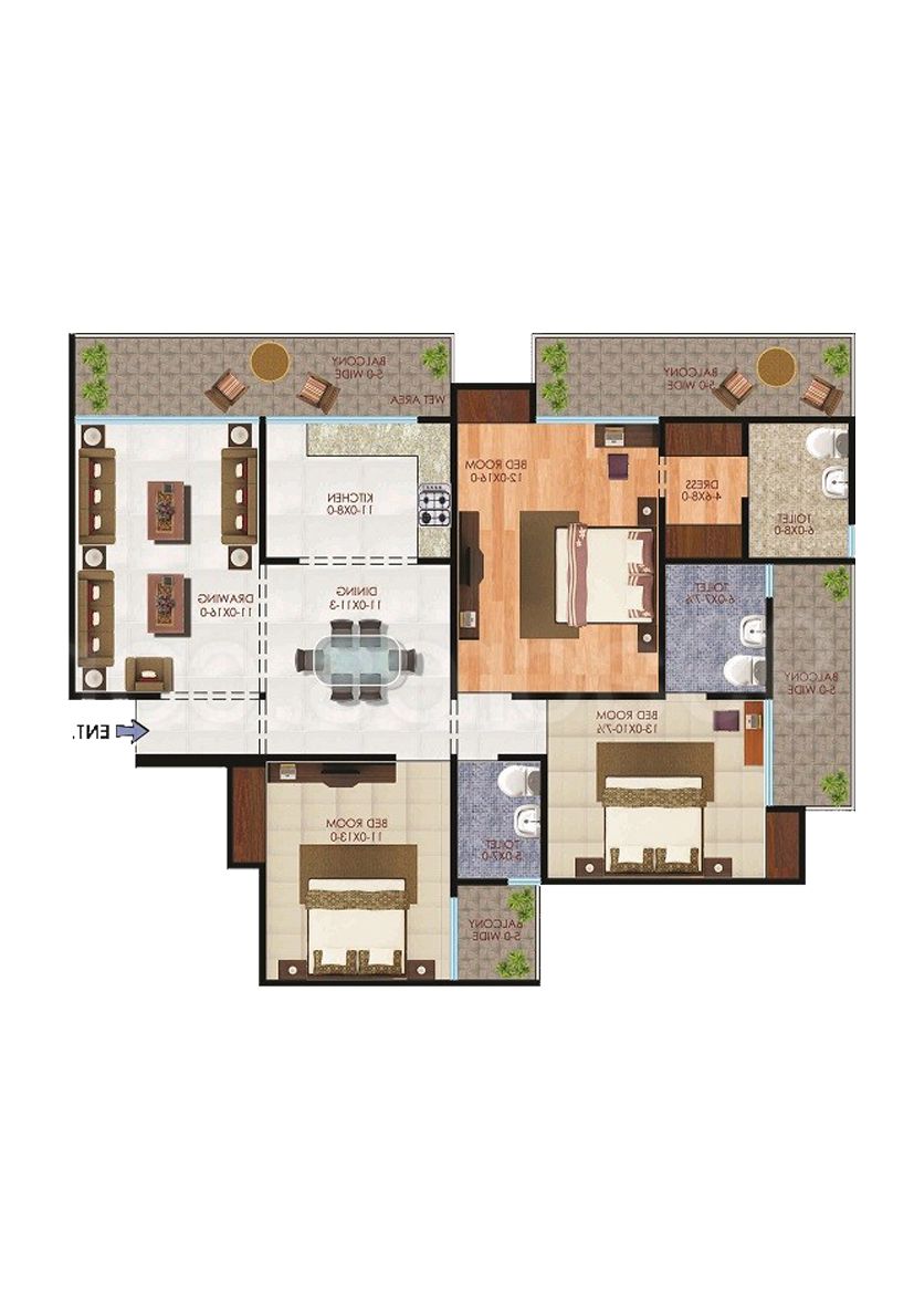 Apex Athena Block D Unit 2, Type 3B Floor Plan