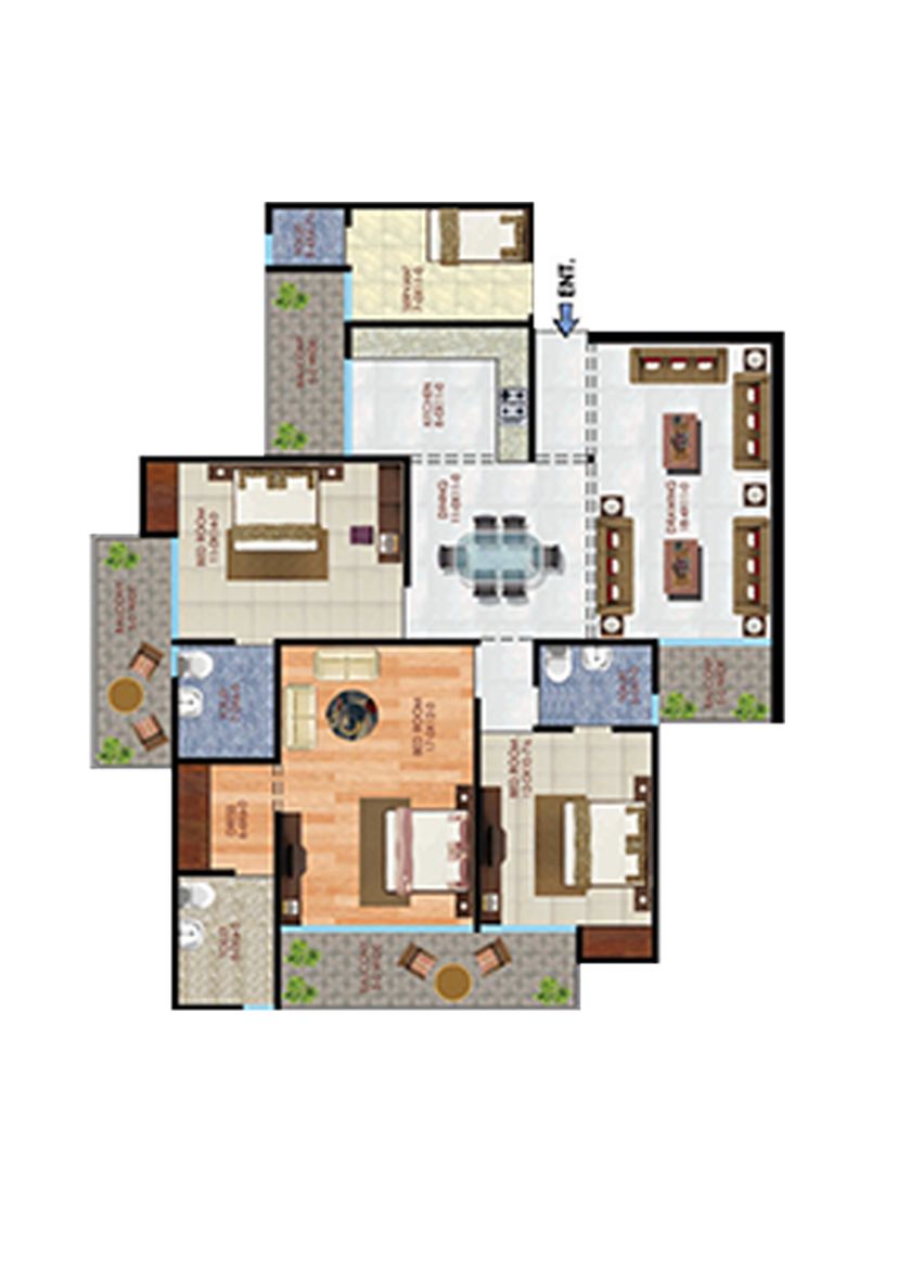 Apex Athena Block E Unit 1, Type 3C Floor Plan