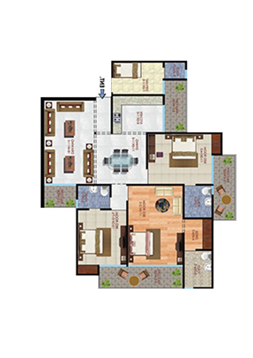 Apex Athena Block E Unit 2, Type 3C Floor Plan