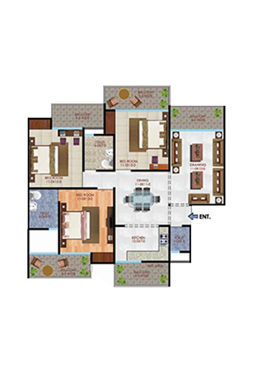 Apex Athena Block F Unit 4, Type 3A Floor Plan