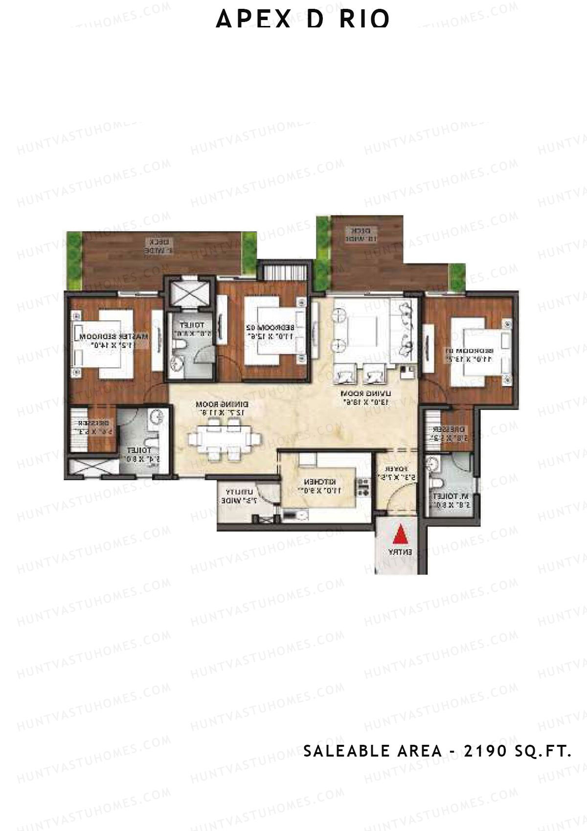Apex D Rio Tower O Unit 1A Floor Plan