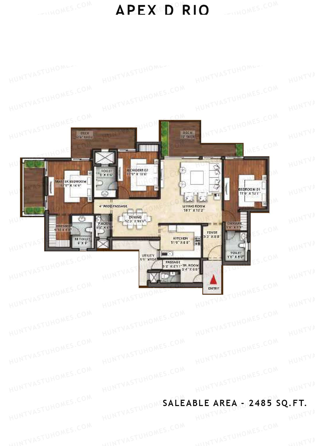 Apex D Rio Tower R Unit 1A Floor Plan