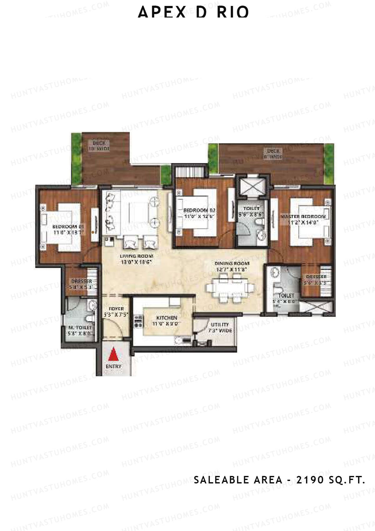 Apex D Rio Tower R Unit 2 Floor Plan
