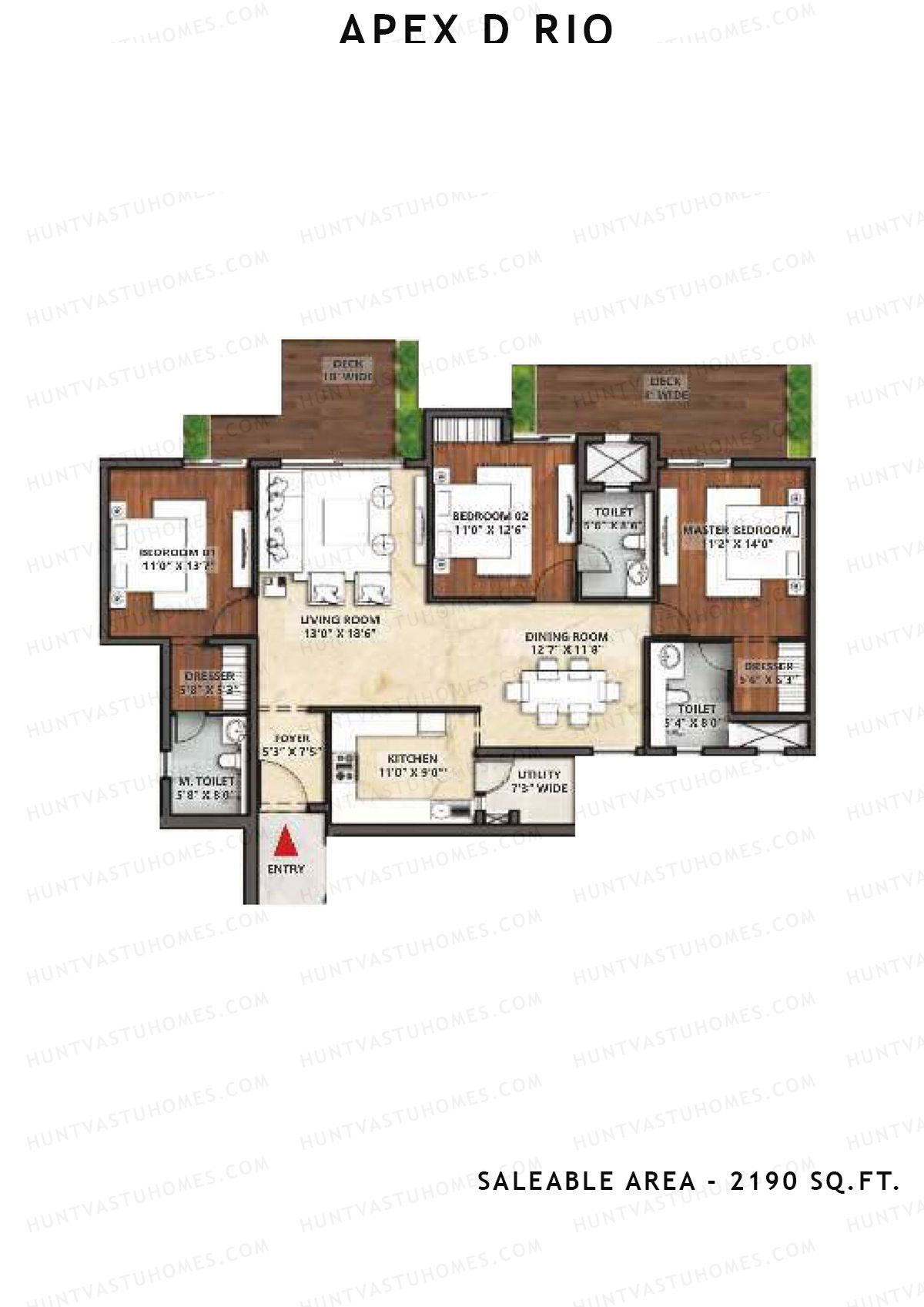 Apex D Rio Tower R Unit 2A Floor Plan