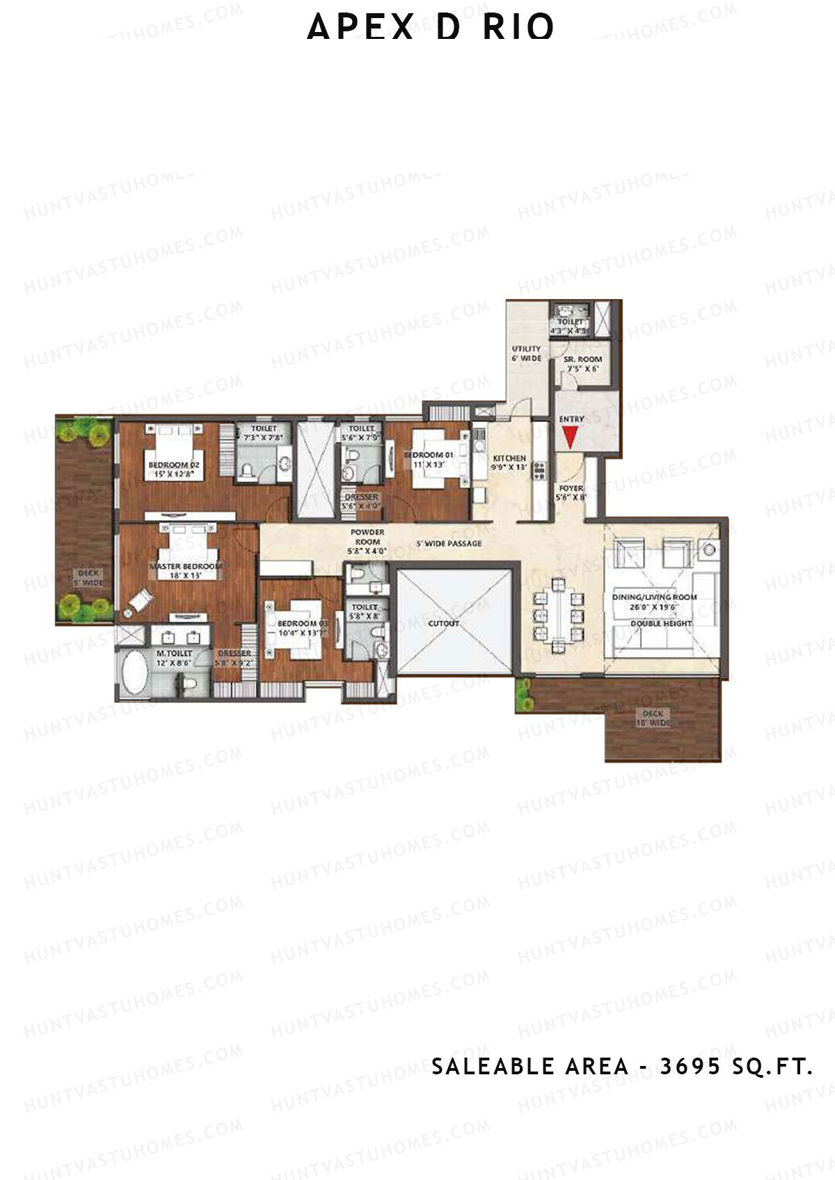 Apex D Rio Tower I Unit 1 Floor Plan