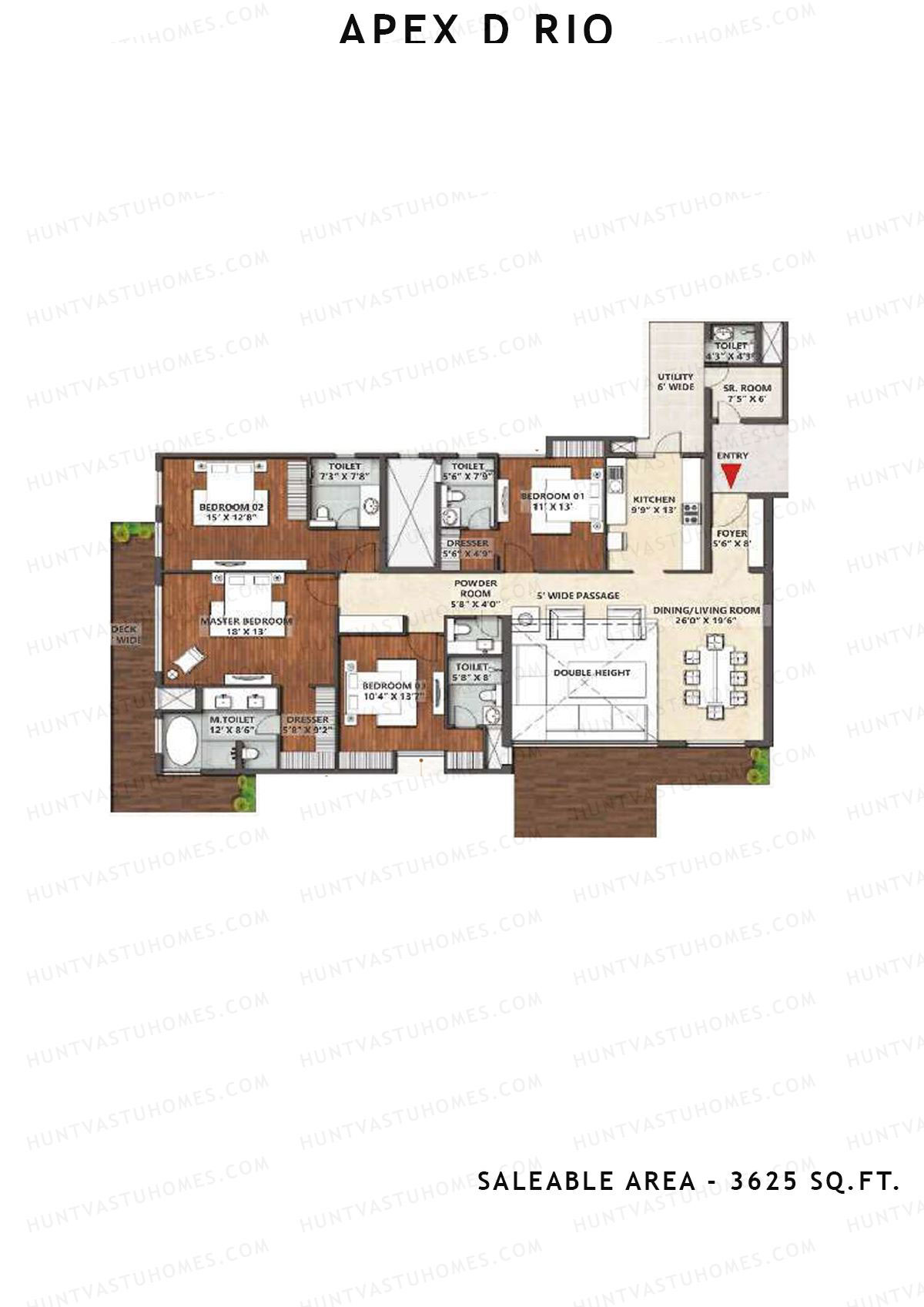 Apex D Rio Tower I Unit 1A Floor Plan