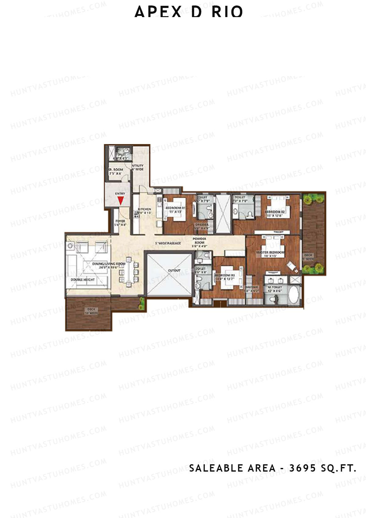 Apex D Rio Tower I Unit 2A Floor Plan