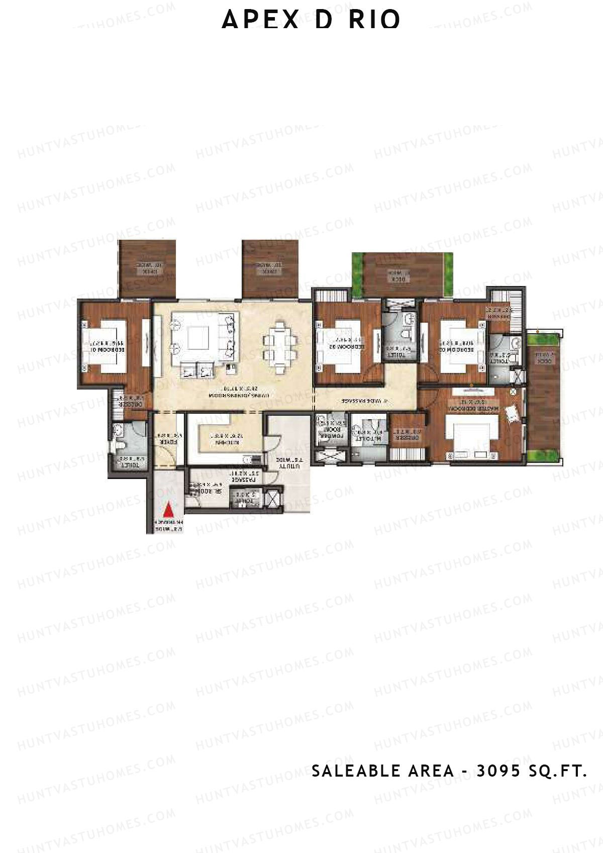 Apex D Rio Tower O Unit 2A Floor Plan