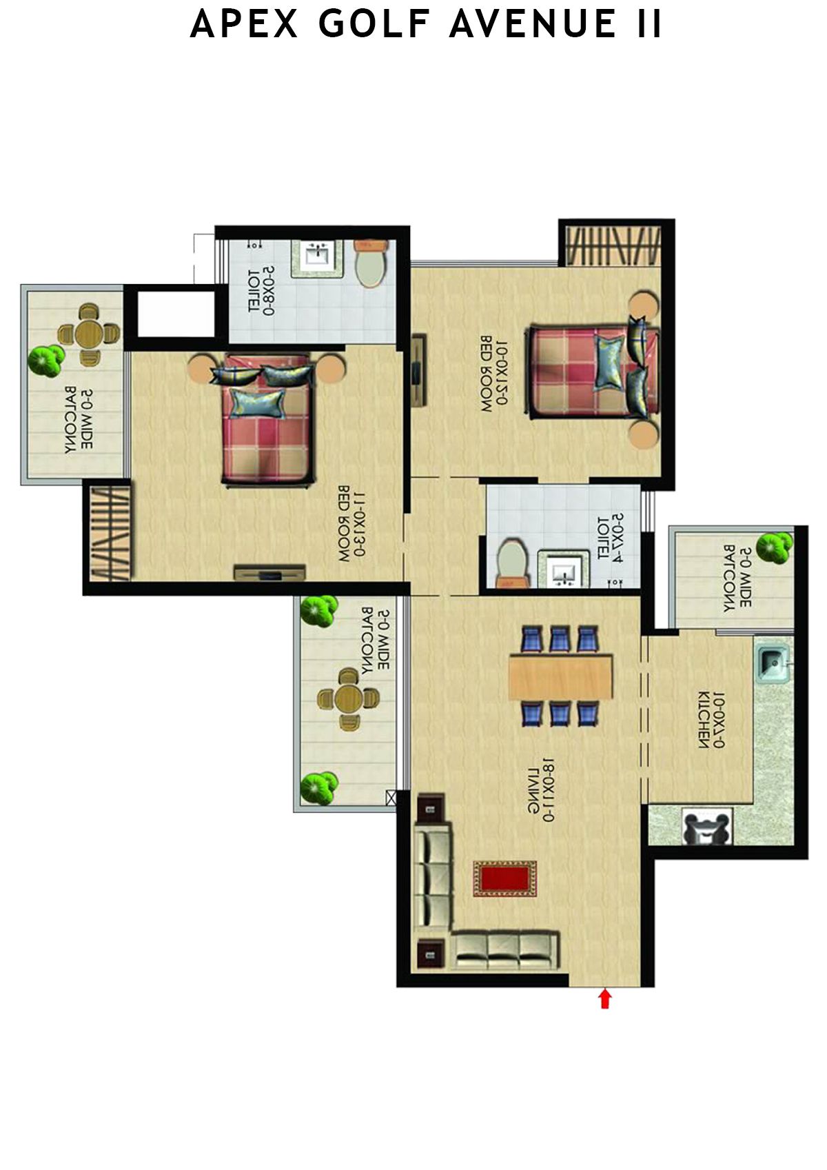 Apex Golf Avenue 2 Tower B Unit 5 (Type 2) Floor Plan