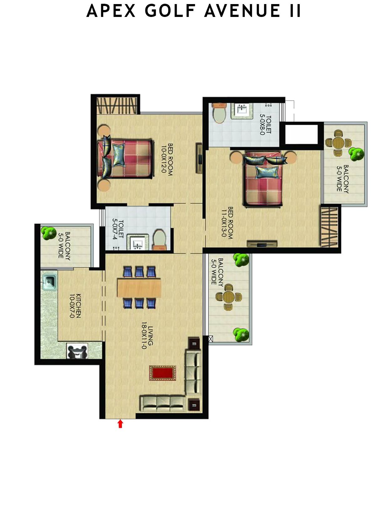 Apex Golf Avenue 2 Tower B Unit 6 (Type 2) Floor Plan