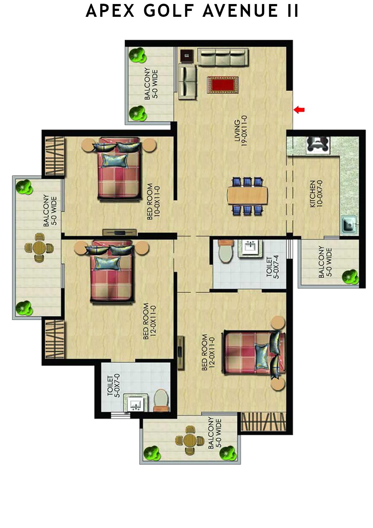 Apex Golf Avenue 2 Tower D Unit 1 (Type 3) Floor Plan
