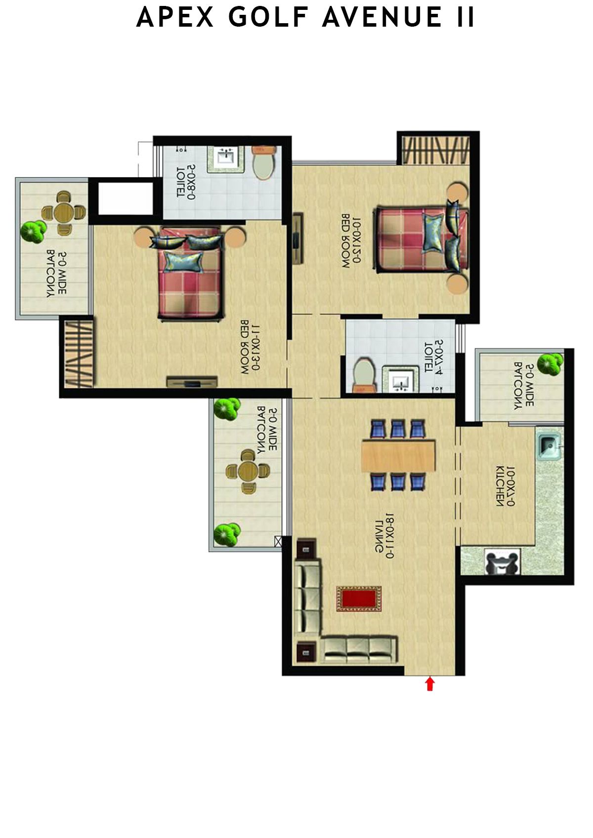Apex Golf Avenue 2 Tower E Unit 5 (Type 2) Floor Plan