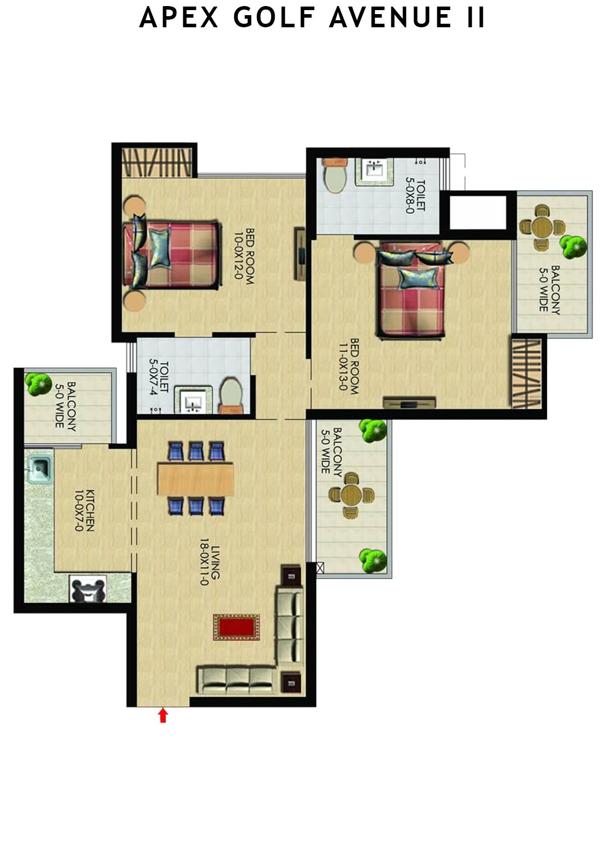 Apex Golf Avenue 2 Tower E Unit 6 (Type 2) Floor Plan