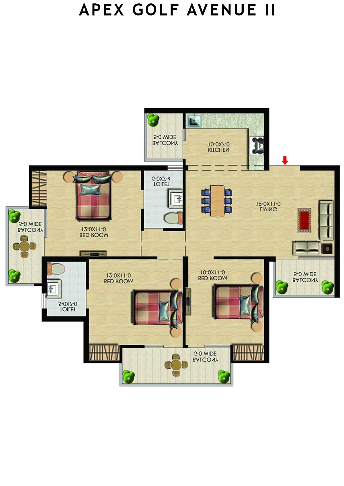 Apex Golf Avenue 2 Tower B Unit 1 (Type 3) Floor Plan