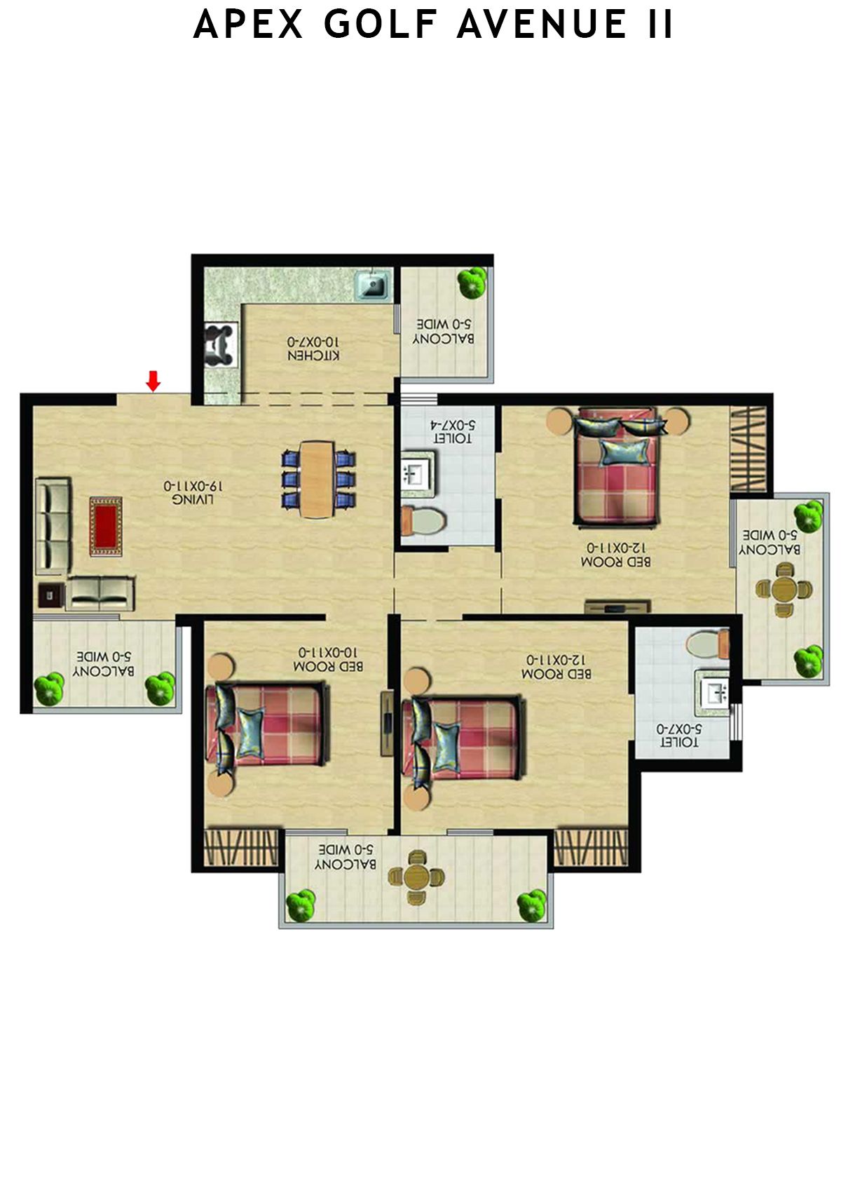 Apex Golf Avenue 2 Tower B Unit 2 (Type 3) Floor Plan