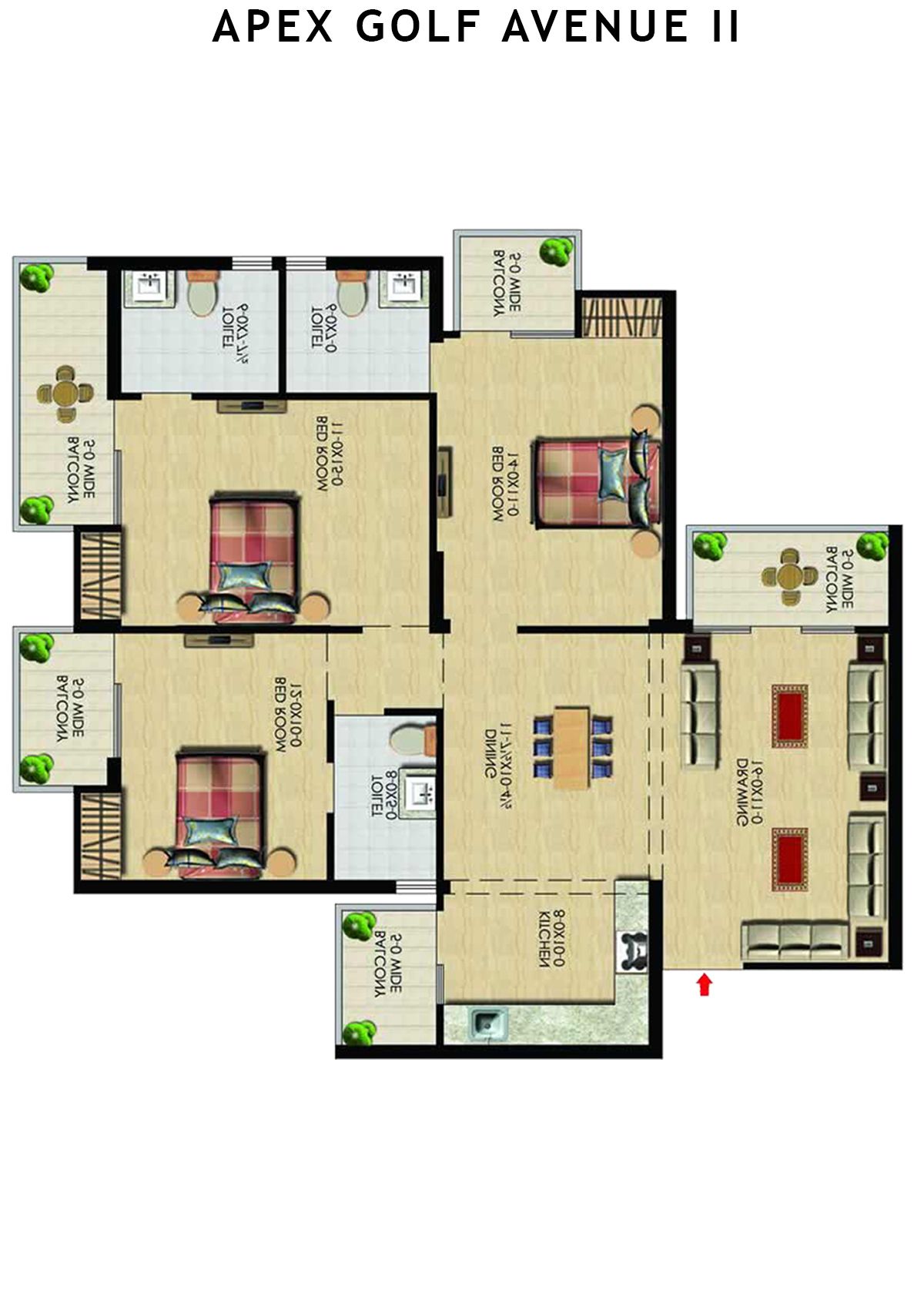 Apex Golf Avenue 2 Tower B Unit 3 (Type 3+) Floor Plan