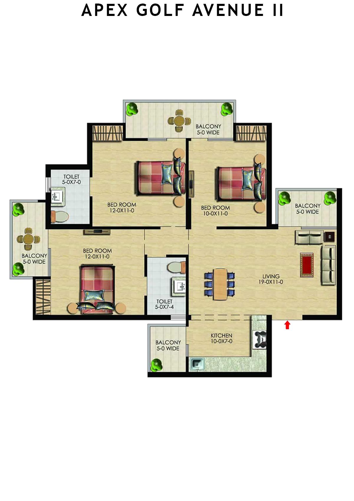 Apex Golf Avenue 2 Tower C Unit 1 (Type 3) Floor Plan