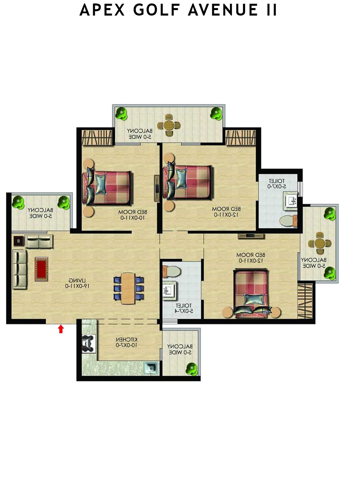Apex Golf Avenue 2 Tower C Unit 2 (Type 3) Floor Plan