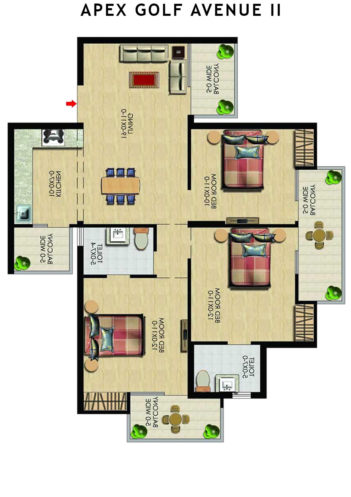 Apex Golf Avenue 2 Tower C Unit 6 (Type 3) Floor Plan