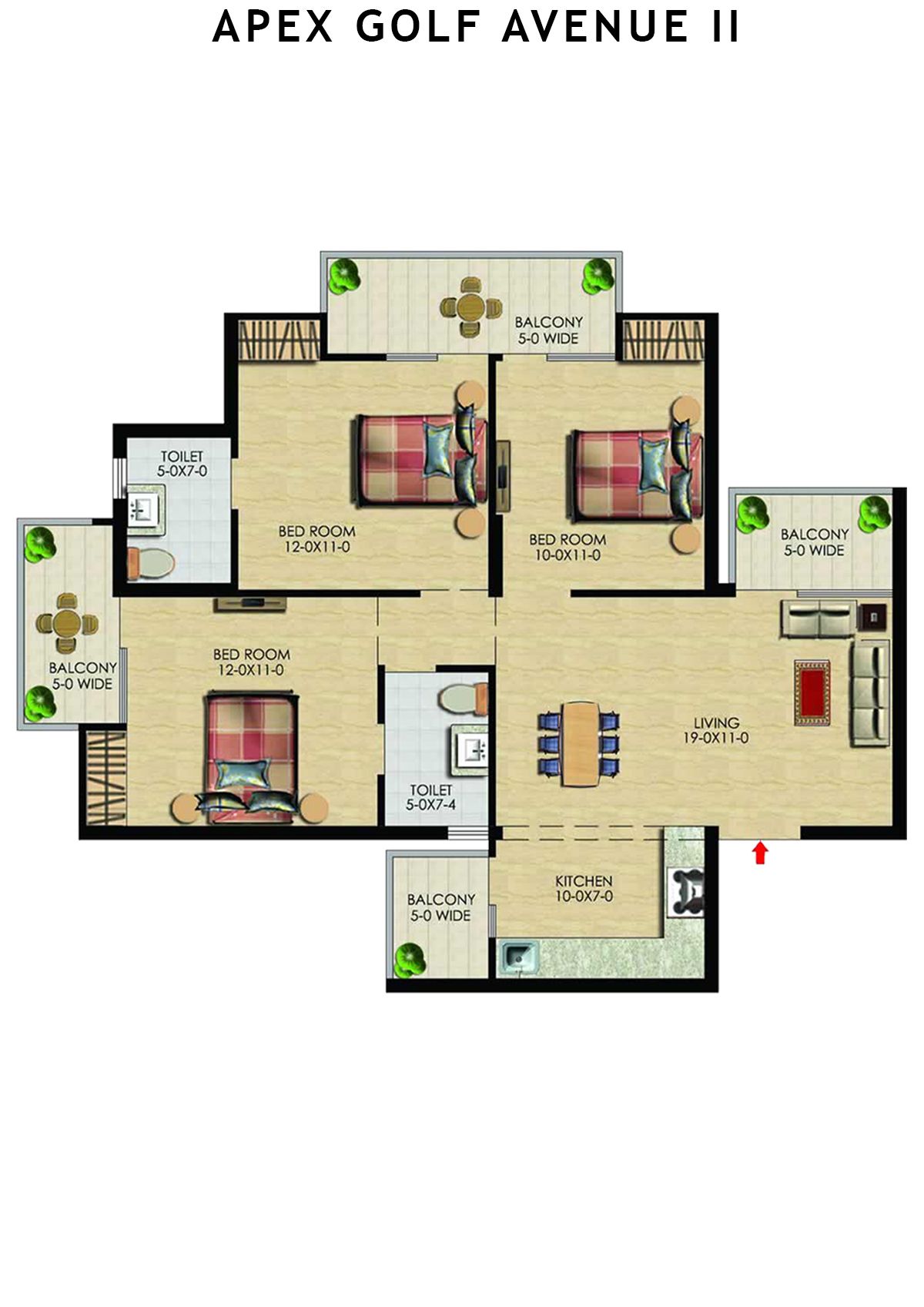 Apex Golf Avenue 2 Tower D Unit 5 (Type 3) Floor Plan
