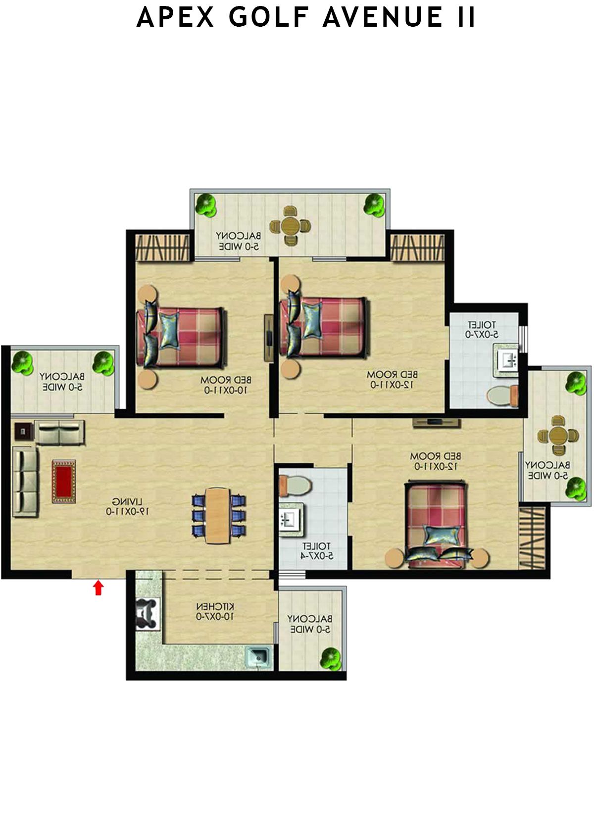 Apex Golf Avenue 2 Tower D Unit 6 (Type 3) Floor Plan