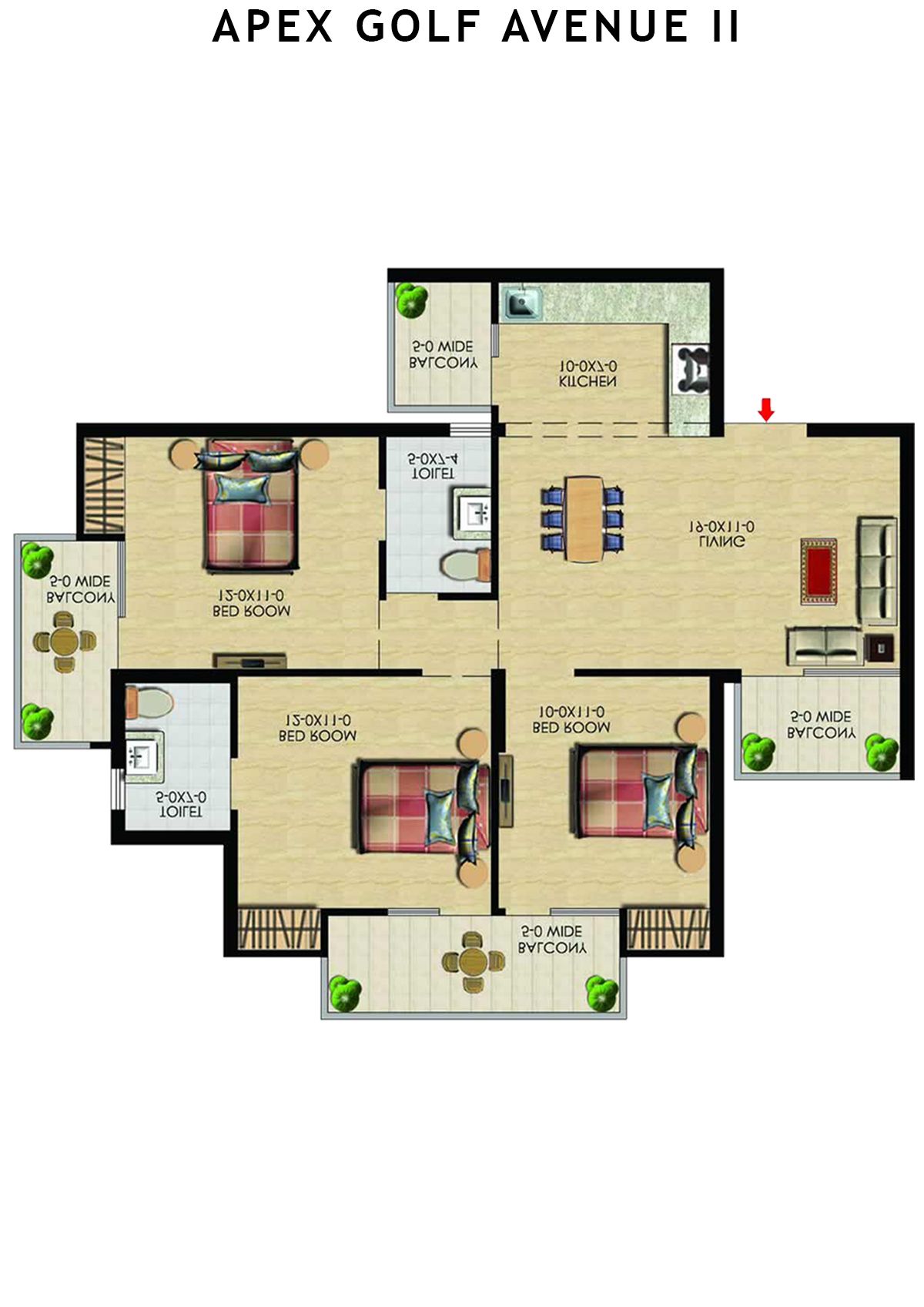 Apex Golf Avenue 2 Tower E Unit 1 (Type 3) Floor Plan