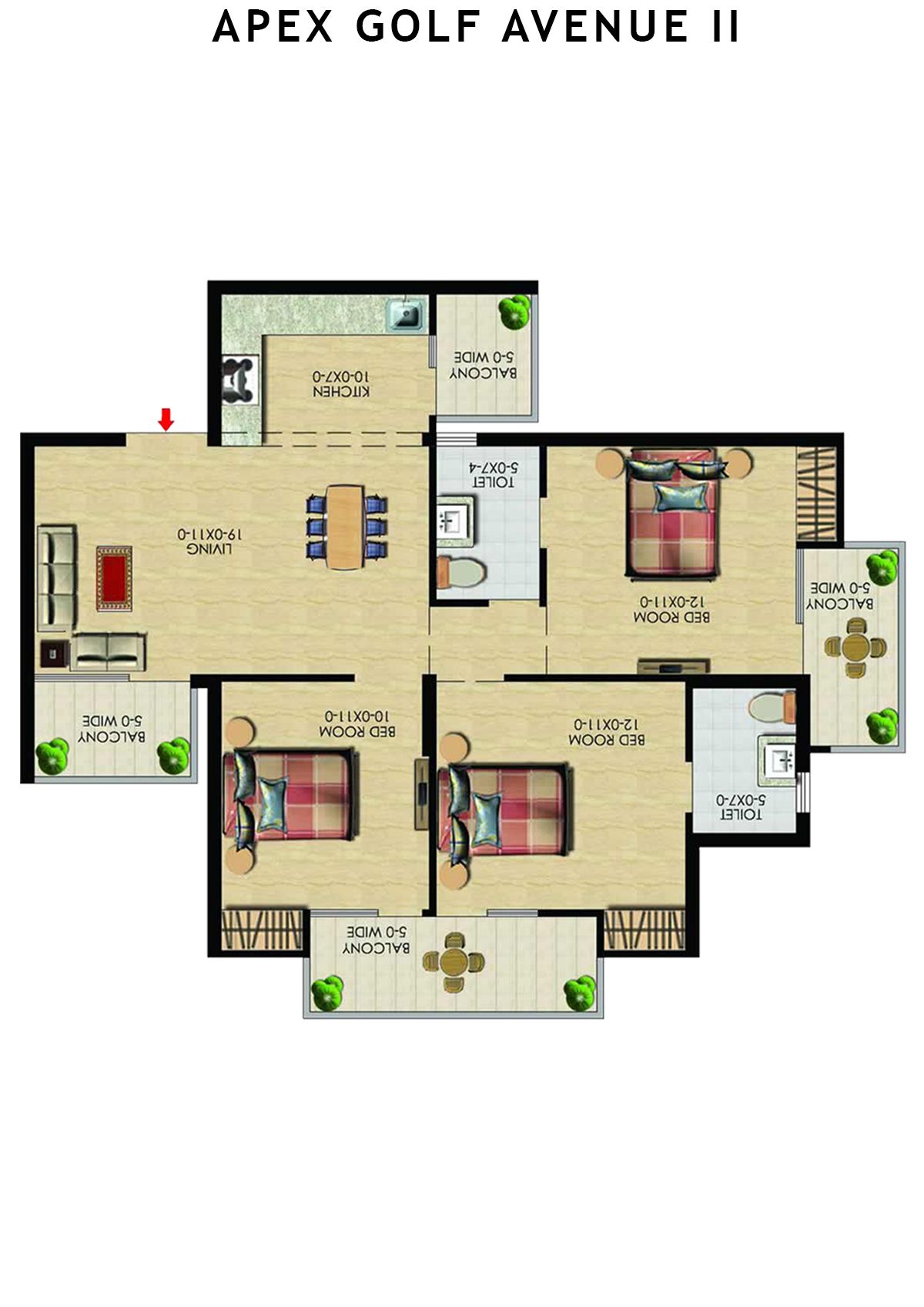 Apex Golf Avenue 2 Tower E Unit 2 (Type 3) Floor Plan