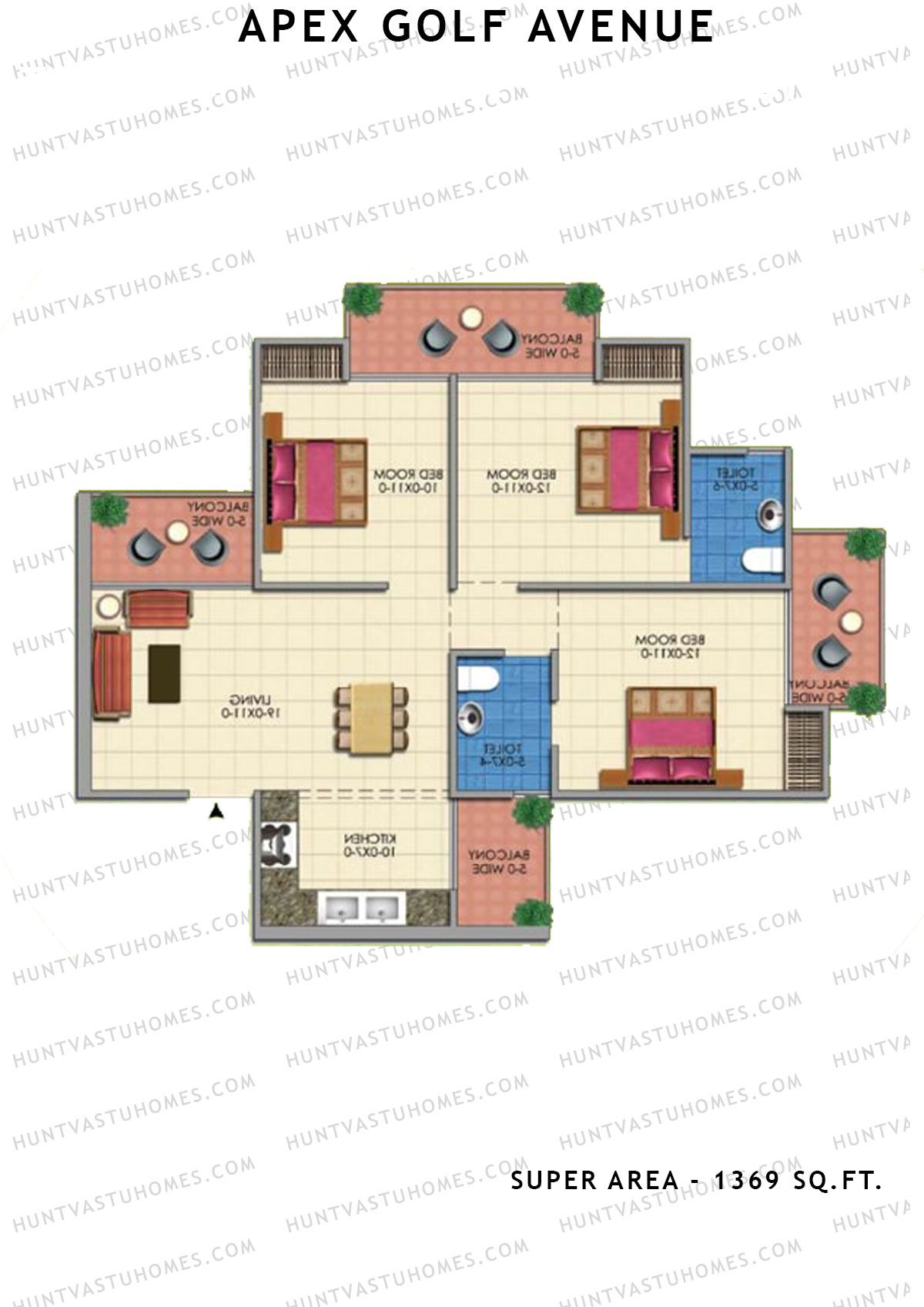 Apex Golf Avenue Tower C Unit 2 (Type 3) Floor Plan