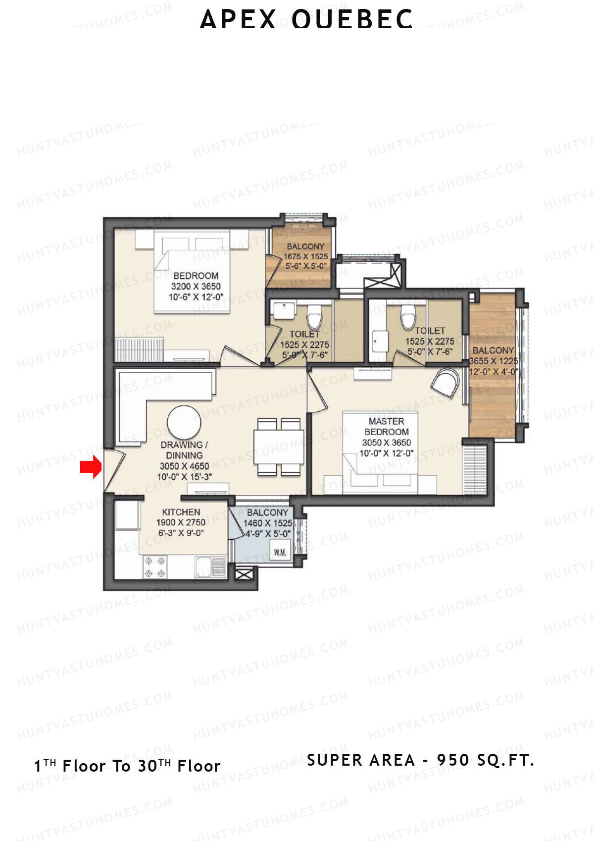 Apex Quebec Tower D Unit 1 Floor Plan