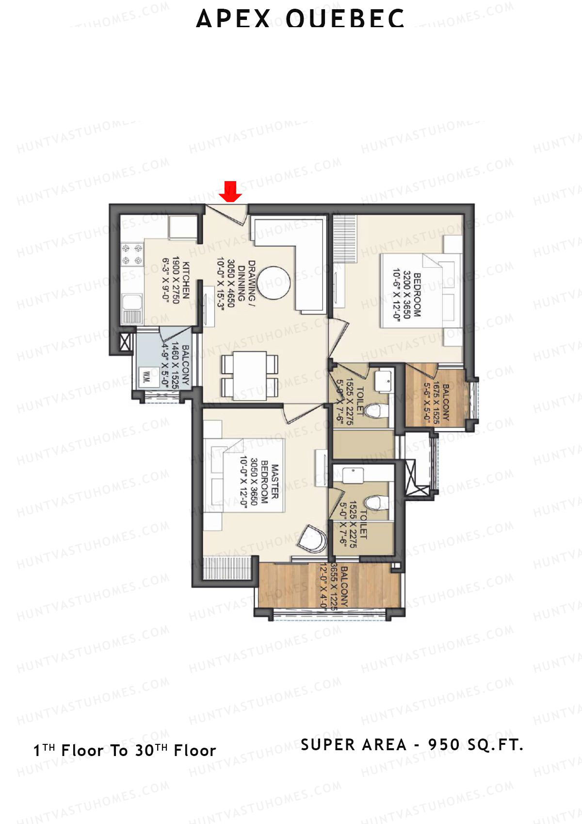 Apex Quebec Tower D Unit 3 Floor Plan