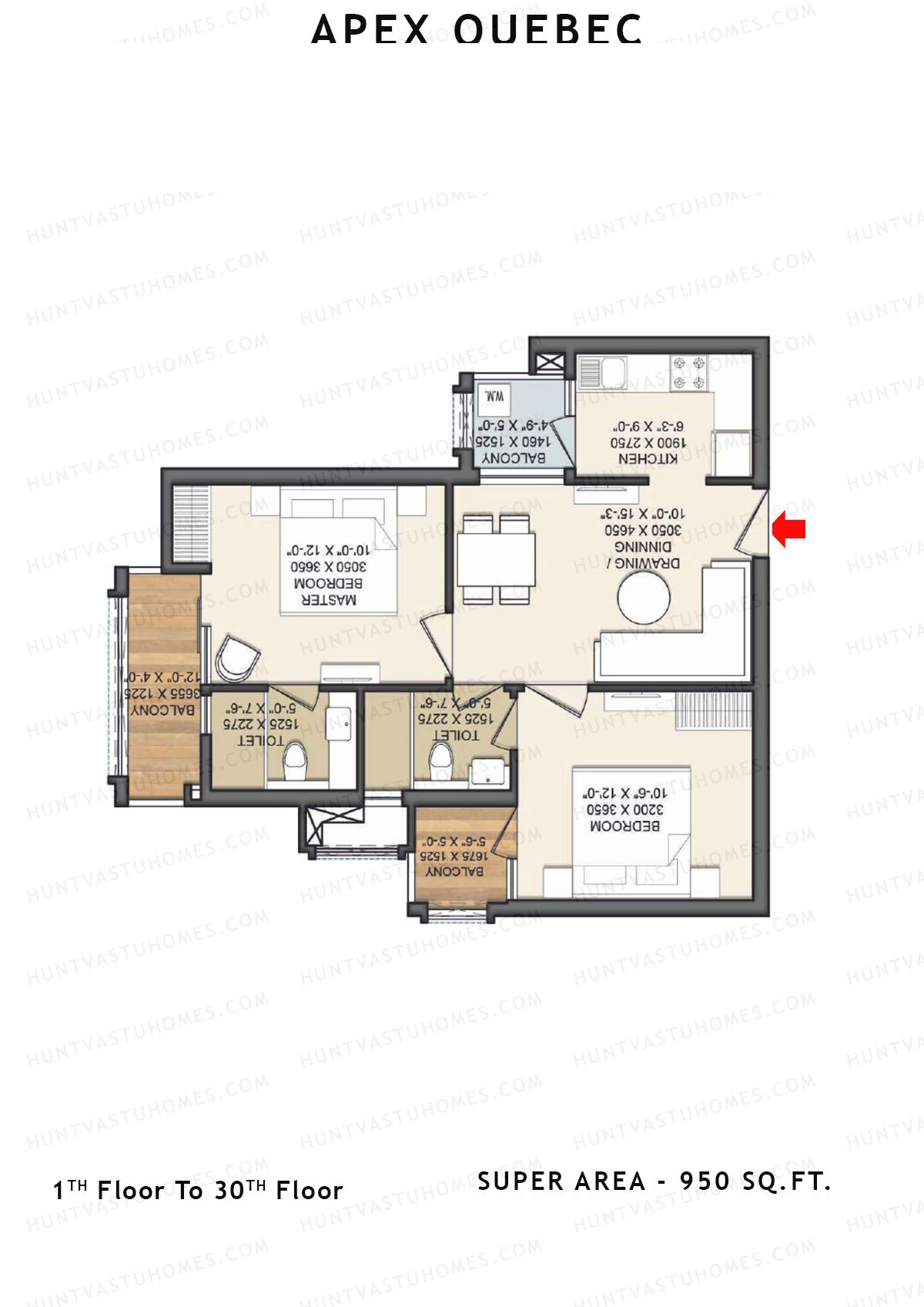 Apex Quebec Tower D Unit 5 Floor Plan