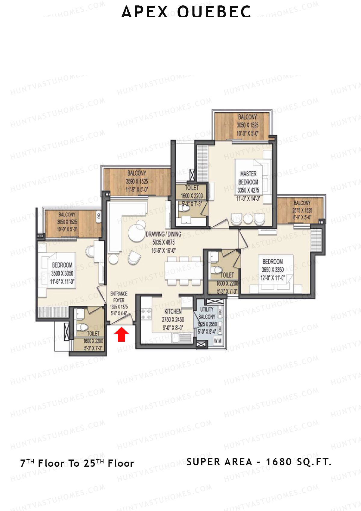 Apex Quebec Tower B Unit 2 Floor Plan